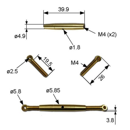 Eingebettetes Zubehör M4 x 40 mm Spanner (2 PCs) | Scientific-MHD