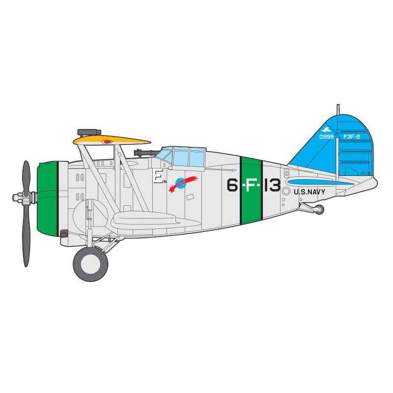 USN F3F-2 Plastikflugzeugmodell VF-6 Kämpfe sechs 1/48 | Scientific-MHD