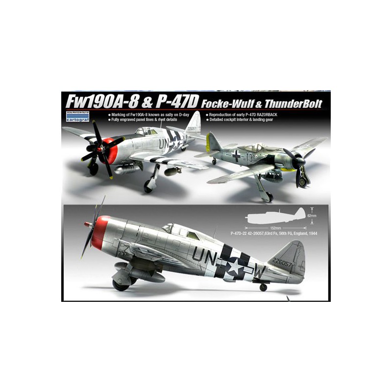 D-Day Plastic Flugzeugmodell P-47 & FW190A-8 Combo 1/72 | Scientific-MHD