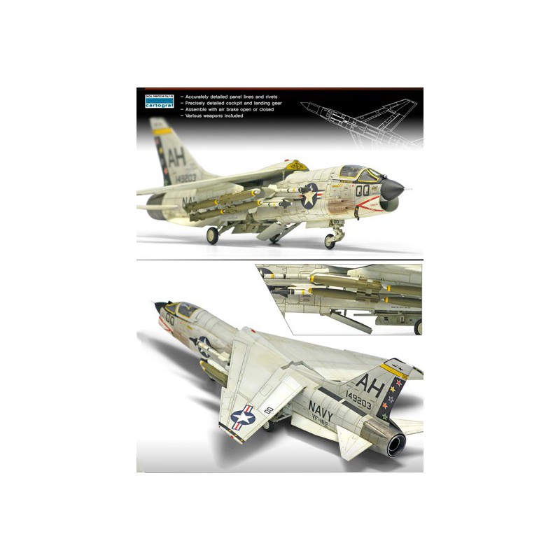 USN F-8E Plastikflugzeug Modell VF-162 Die Jäger 1/72 | Scientific-MHD