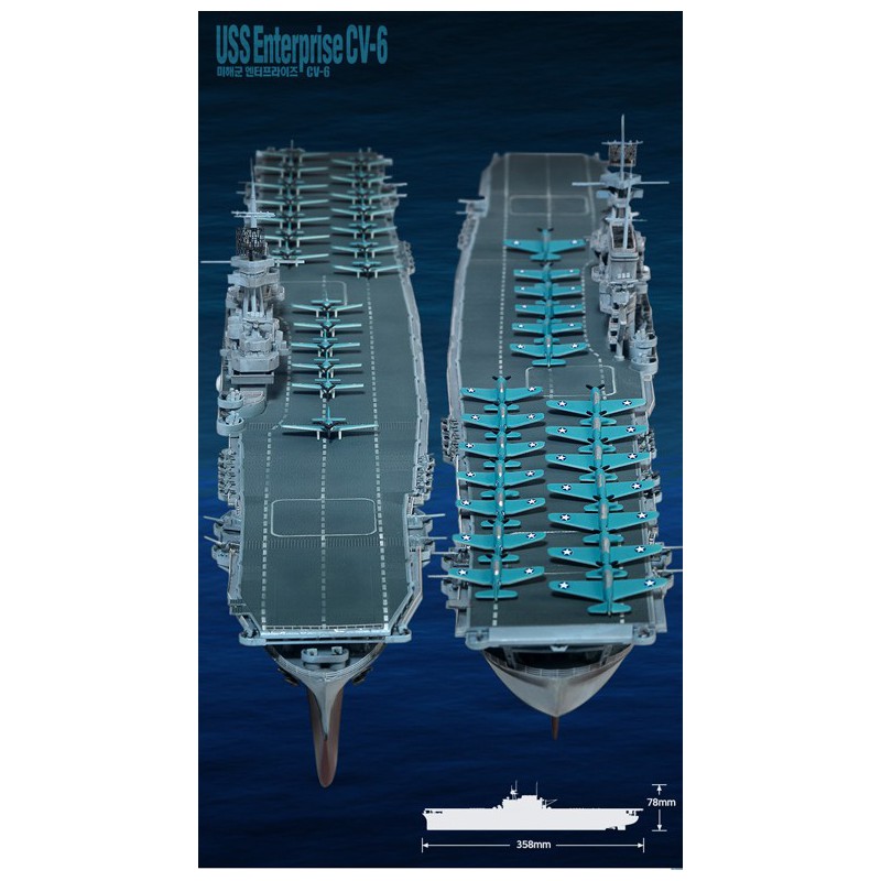 Plastikbootmodell USS Enterprise CV-6 M.E. 1/700 | Scientific-MHD