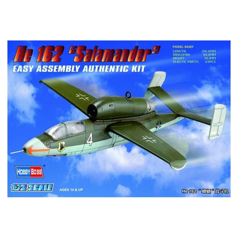 Kunststoffflugzeugmodell He 162 Salamender 1/72 | Scientific-MHD