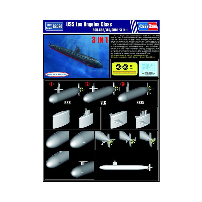 USS Los Angeles SSN-688 1/350 Plastikbootmodell | Scientific-MHD