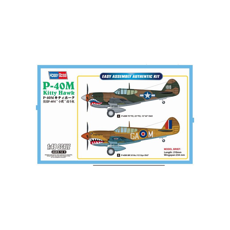 P-40E Plastikflugzeugmodell Kitty Hawk Fighter 1/48 | Scientific-MHD