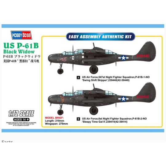 US Plastic Ebene Modell US P-61B Schwarz Witwe 1/72 US Plastic Ebene Modell US P-61B Schwarz Witwe 1/72 | Scientific-MHD