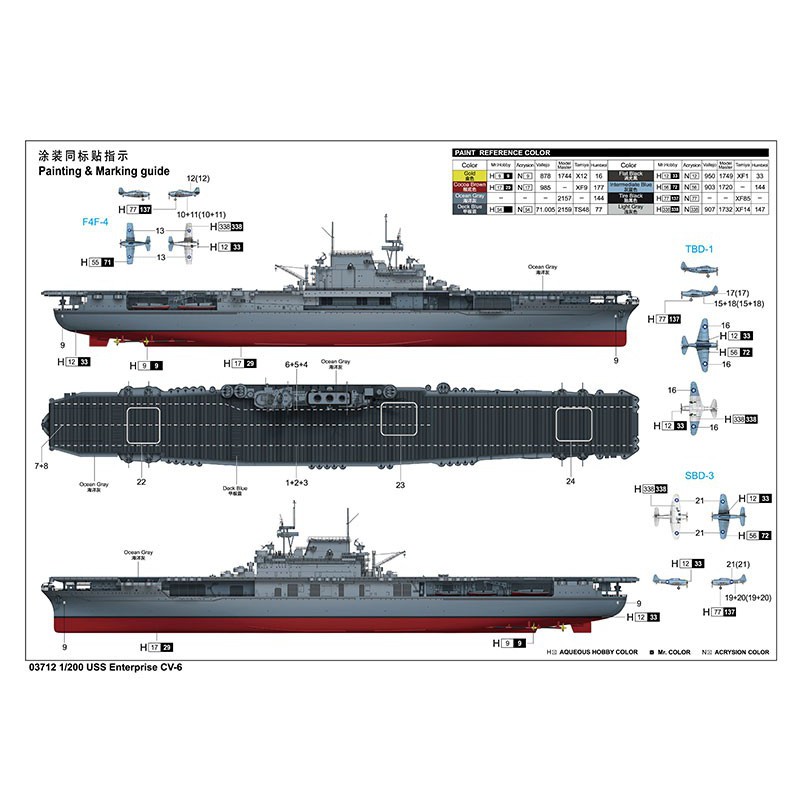 USS Enterprise CV-6 1/200 Plastikbootmodell | Scientific-MHD USS Enterprise CV-6 1/200 Plastikbootmodell | Scientific-MHD