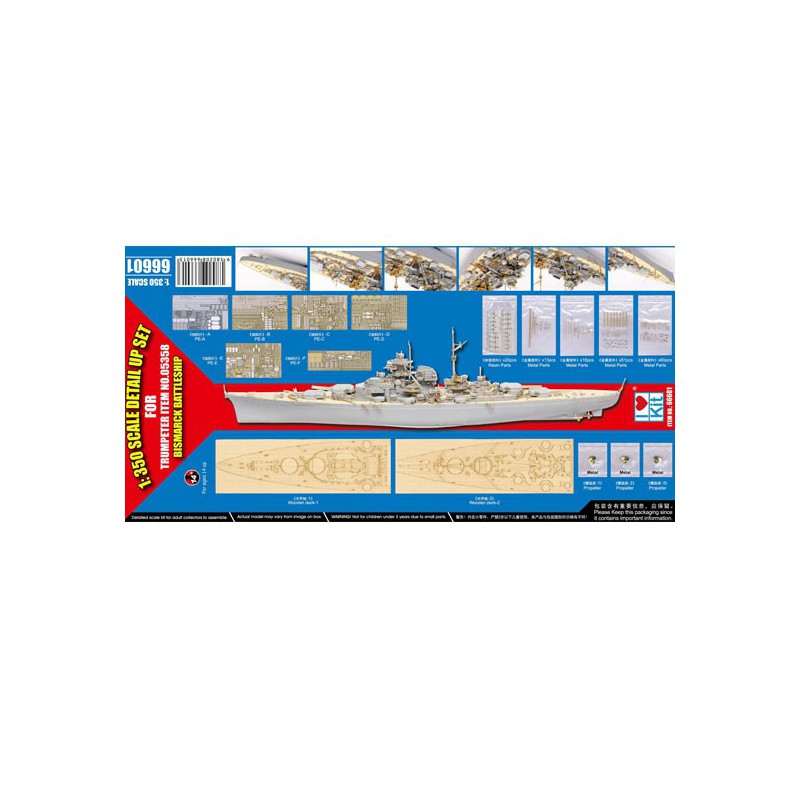 Plastikbootmodell Kit Superdetailing Bismarck 95T05358 | Scientific-MHD