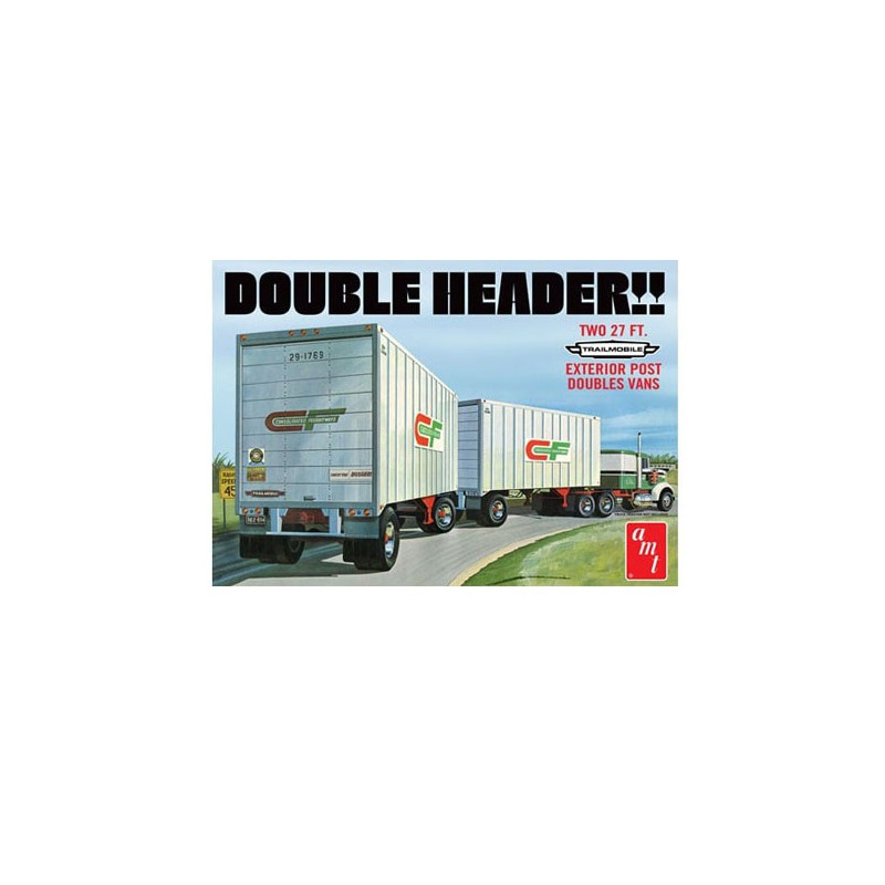 Doppelte Plastik -LKW -Modell Header Tandem Van Anhänger 1/25 | Scientific-MHD