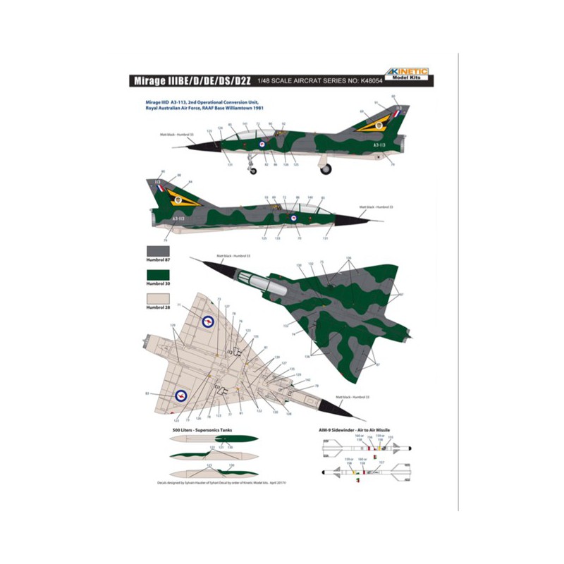 Mirage IIIBE/D/DS/D2Z 1/48 Ebenenebene Ebenenmodell | Scientific-MHD