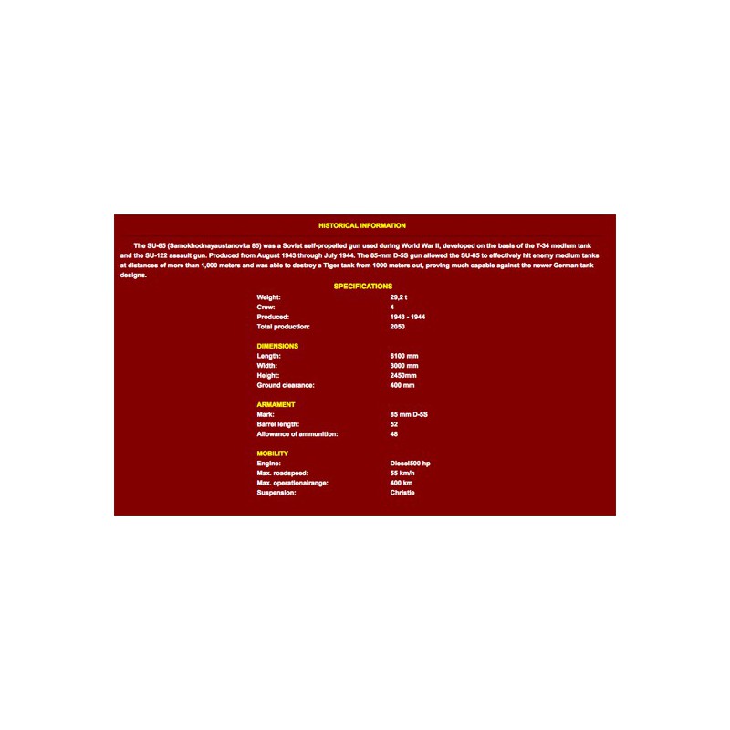 SU-85 Kunststofftankmodell 1944 int. 1/35 Kit | Scientific-MHD