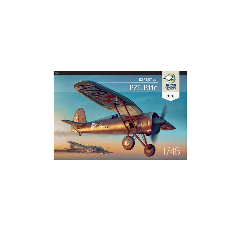 PZL Plastikflugzeugmodell P.11c Experte Set 1/48 | Scientific-MHD