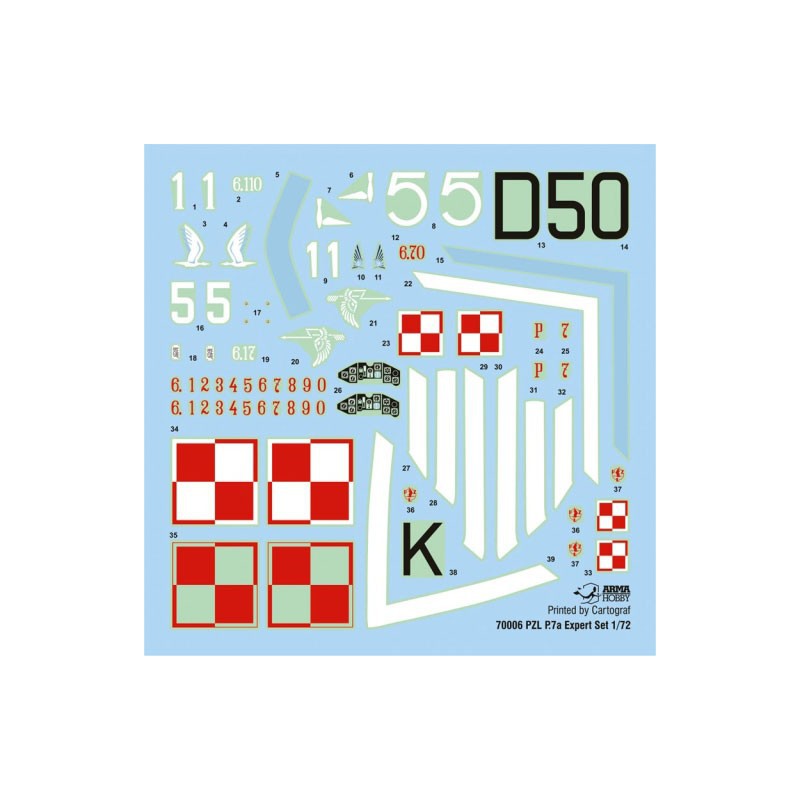 PZL Plastikflugzeugmodell P.7A Experte Set 1/72 | Scientific-MHD