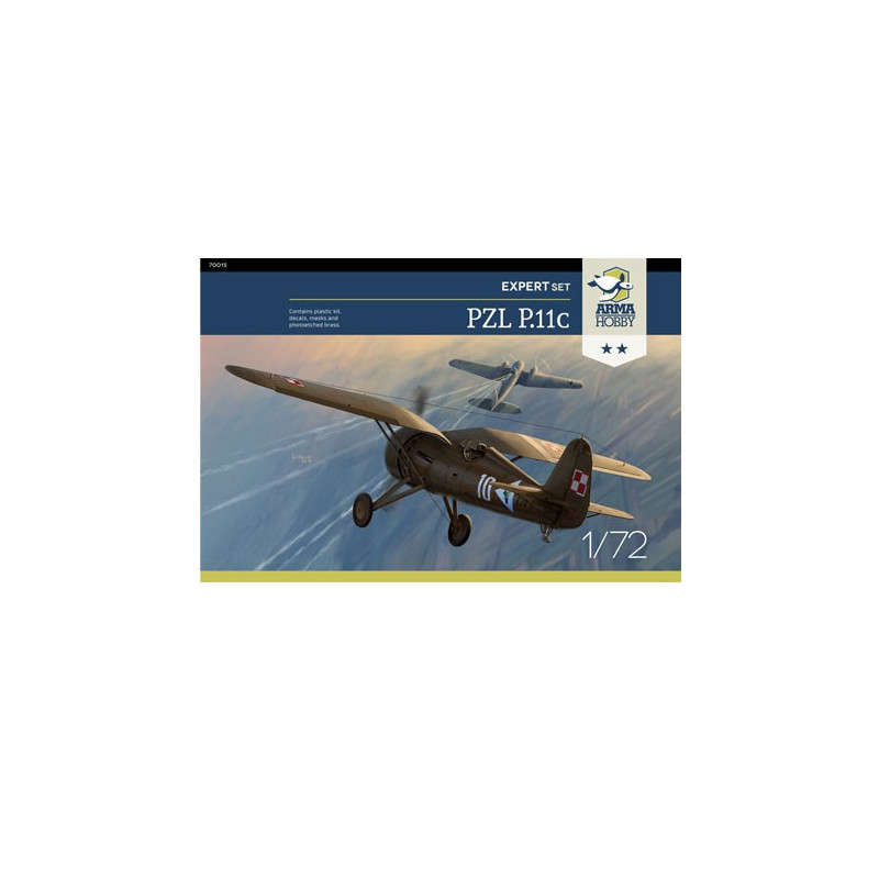 PZL Plastikflugzeugmodell P.11c Experte Set 1/72 | Scientific-MHD