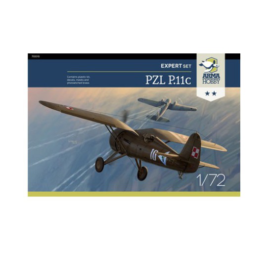 PZL Plastikflugzeugmodell P.11c Experte Set 1/72 | Scientific-MHD
