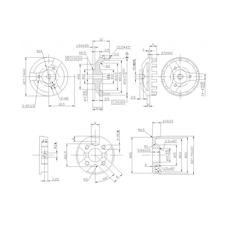 Elektromotor DM2210 KV1400 Motor | Scientific-MHD