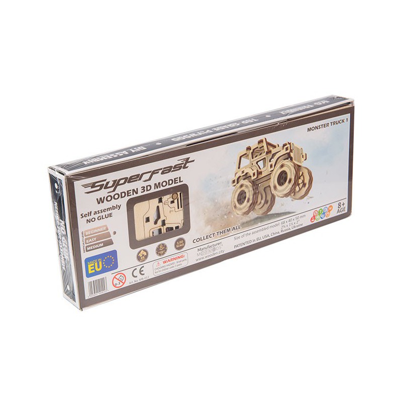 Einfach mechanisches 3D -Puzzle für Monster Truck 1 Superschnelles Modell | Scientific-MHD