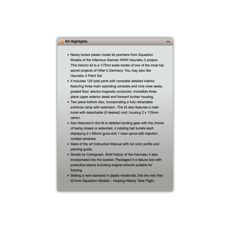 Hanebu II Plastikebene Modell 1/72 | Scientific-MHD