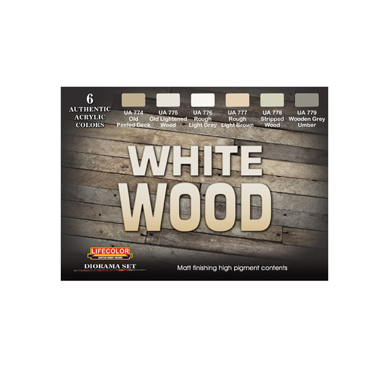 Acrylfarbe Set 6 helles Holz / Weißholz | Scientific-MHD