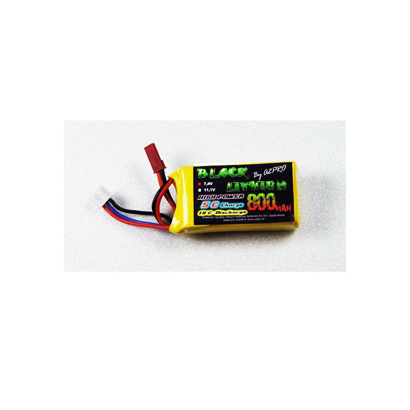 Lipo -Batterie für radiogesteuerte Lipo -Schwarz -Lithium 800mAh 15c 2S -Schnabel | Scientific-MHD