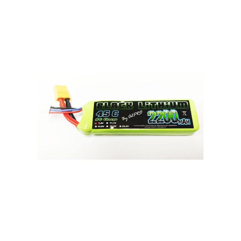 Lipo Bati für Radio -kontrollierte Lipo Black Lithium 2200mah 45c 2s | Scientific-MHD