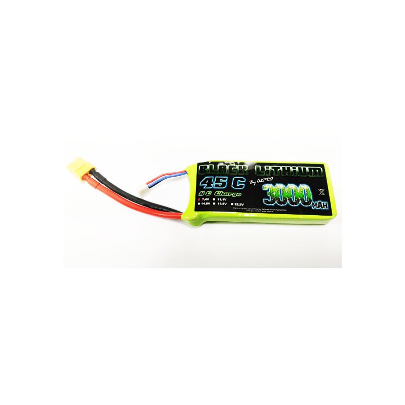 Lipo Bati für Radio -kontrollierte Lipo Black Lithium 3000mah 45c 2s | Scientific-MHD