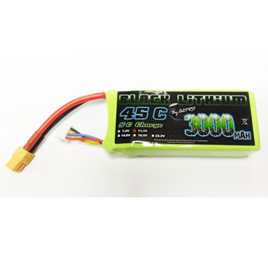 Lipo Bati für Radio -kontrollierte Lipo Black Lithium 3000mah 45c 3s | Scientific-MHD