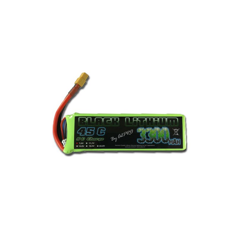 Lipo Bati für radio kontrollierte Lipo Black Lithium 3300mah 45c 2s | Scientific-MHD