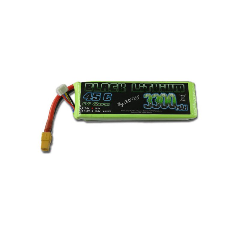 Lipo -Batterie für funkgesteuerte Lipo -Schwarz -Lithium 3300mah 45c 3s | Scientific-MHD