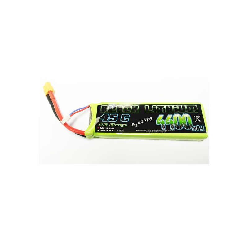 Lipo -Batterie für Funk -kontrollierte Lipo Black Lithium 4400mah 45c 2s | Scientific-MHD