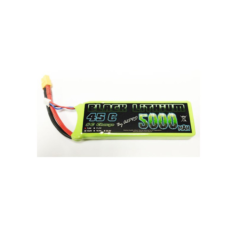 Lipo Bati für Radio -kontrollierte Lipo Black Lithium 5000mah 45c 2s | Scientific-MHD