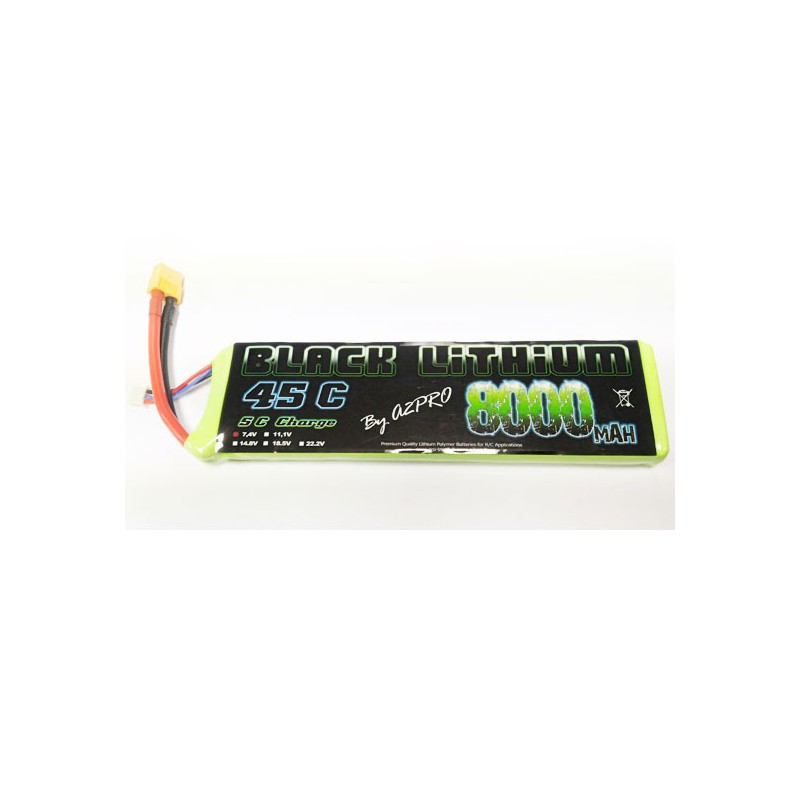 Lipo Bati für Radio -kontrollierte Lipo Black Lithium 8000mah 45c 2s | Scientific-MHD