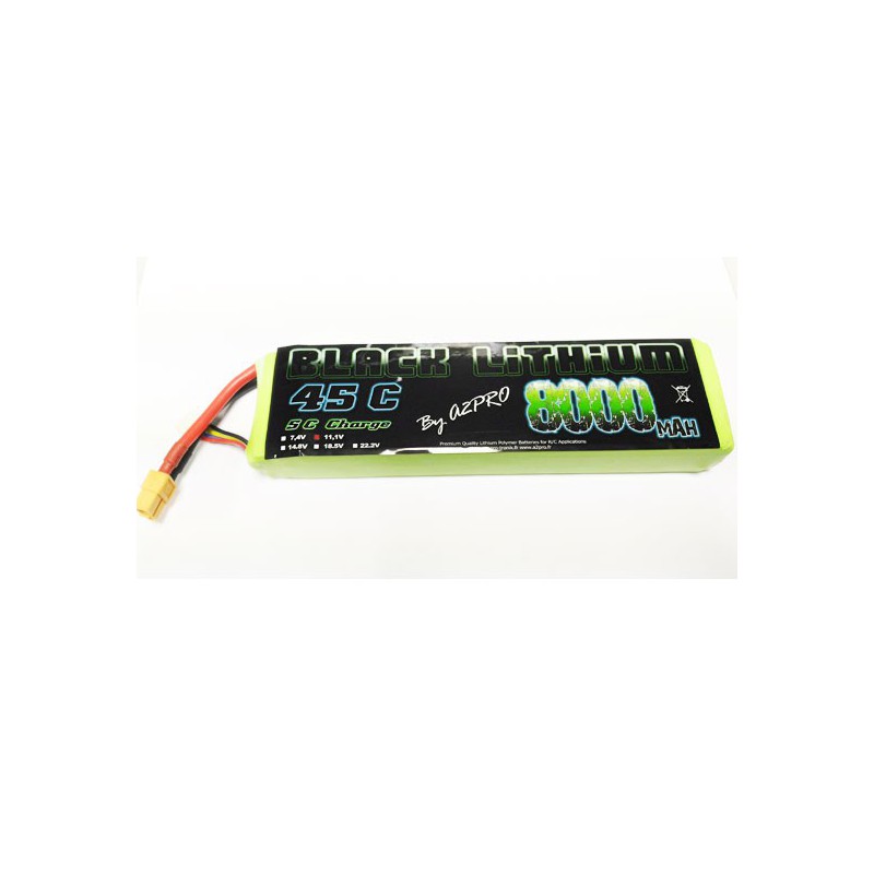 Lipo Bati für Radio -kontrollierte Lipo Black Lithium 8000mah 45c 3s | Scientific-MHD