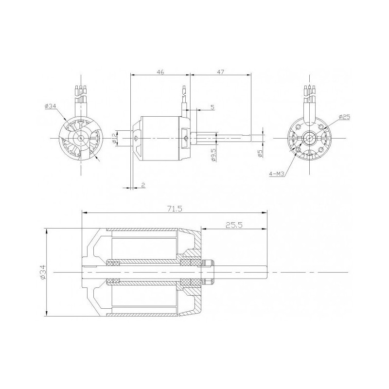 Elektromotor DM2625 KV1050 Motor | Scientific-MHD