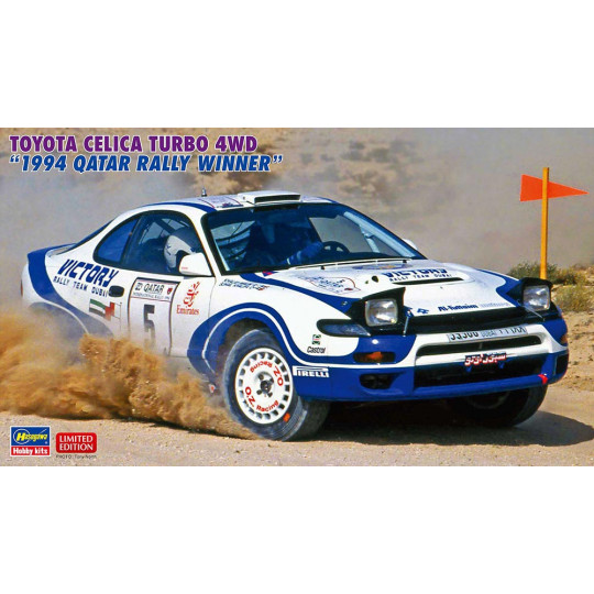 Plastikmodell des Autos Toyota Celica Turbo 4WD "Gewinner der Rallye Katar 1994 " 1:24 Plastikmodell des Autos...