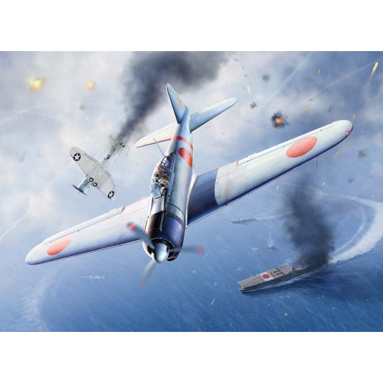 Plastikmodellflugzeug A6M2b Zero Fighter Modell 21 "Schlacht von Midway" 1:48 Plastikmodellflugzeug A6M2b...