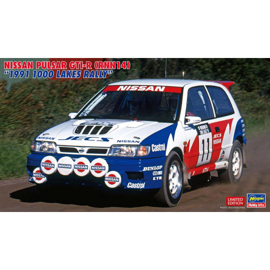 Plastikmodell des Autos Nissan Pulsar GTI-R (RNN14) "Rallye des 1000 lacs 1991" 1:24 Plastikmodell des Autos...