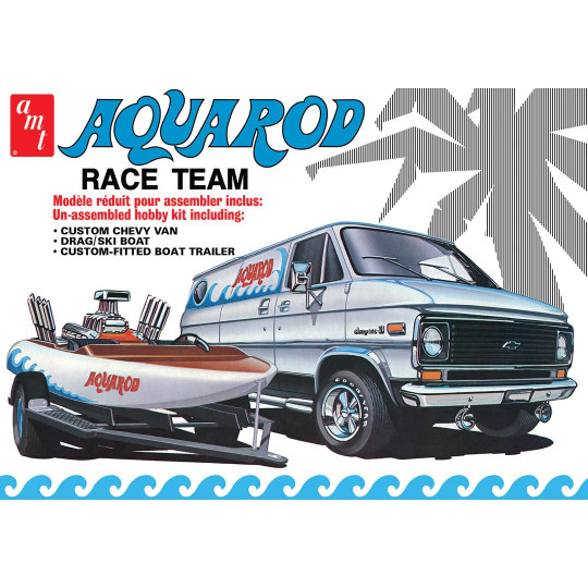 Plastikmodell AQUAROD Race Team Kastenwagen + Boot 1:25 Plastikmodell AQUAROD Race...
