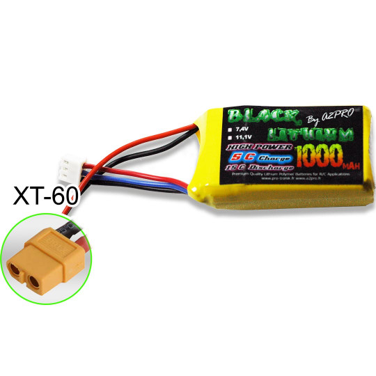 Lipo Black Lithium 1000mAh 15c 2s XT-60 Lipo Black Lithium 1000mAh...