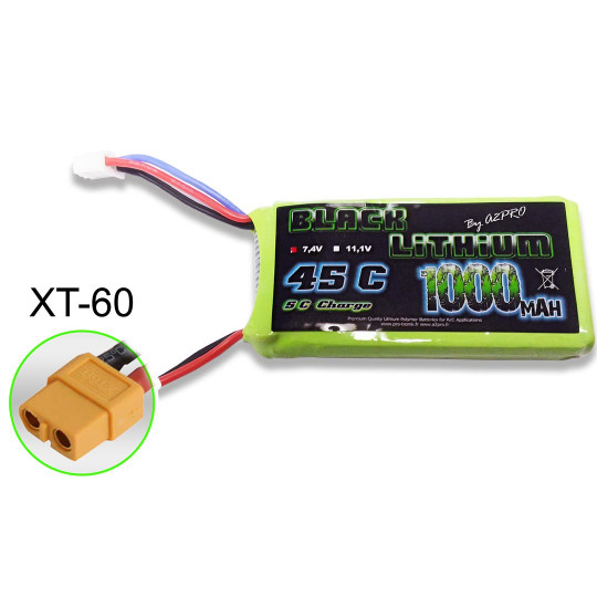 Lipo Black Lithium 1000mAh 45c 2s XT-60 Lipo Black Lithium 1000mAh...