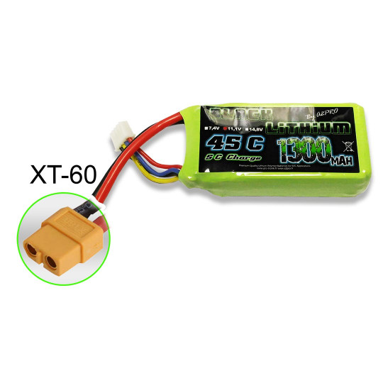 Lipo -Black-Lithium 1300mah 45c 3s XT-60 Lipo -Black-Lithium 1300mah...