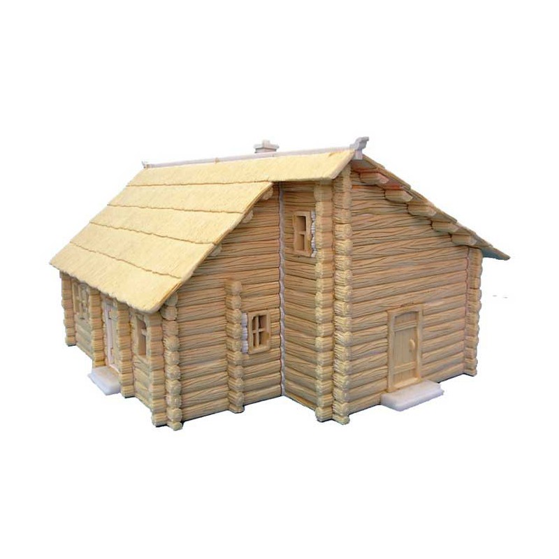 Bergte und bemalte Diorama Modell 2 Russische Holzhäuser1/72 | Scientific-MHD
