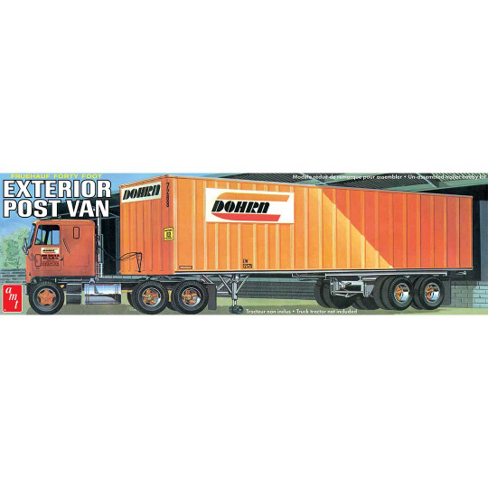 Plastikmodell eines Lastwagens Anhänger Fruehauf 40 Fuß Exterior Post Van 1:25 Plastikmodell eines...