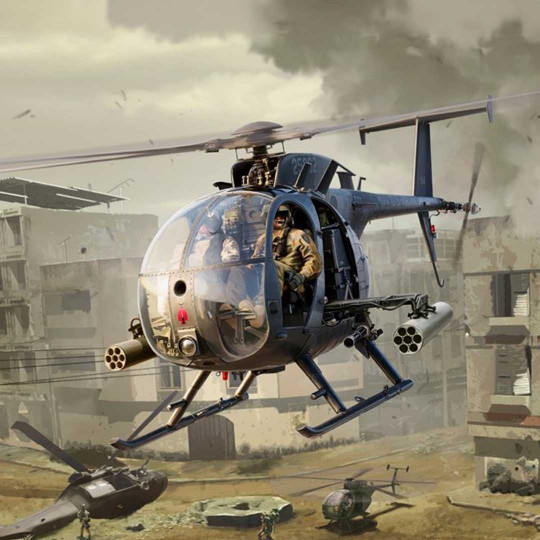 Plastikmodell des Hubschraubers AH-6J / MH-6J LITTLE BIRD NIGHTSTALKERS 1:35 Plastikmodell des...