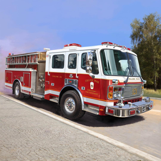 Plastikmodell eines Lastwagens La France Eagle Fire pumper 1:72 Plastikmodell eines...