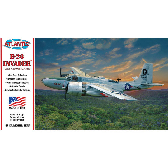 Plastikmodell des Flugzeugs B-26 Invader Bombardier USAF 1:67 Plastikmodell des Flugzeugs...