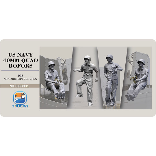 US NAVY 40MM QUAD BOFORS Flugabwehrkanonenbesatzung set 1 1:35 US NAVY 40MM QUAD BOFORS...