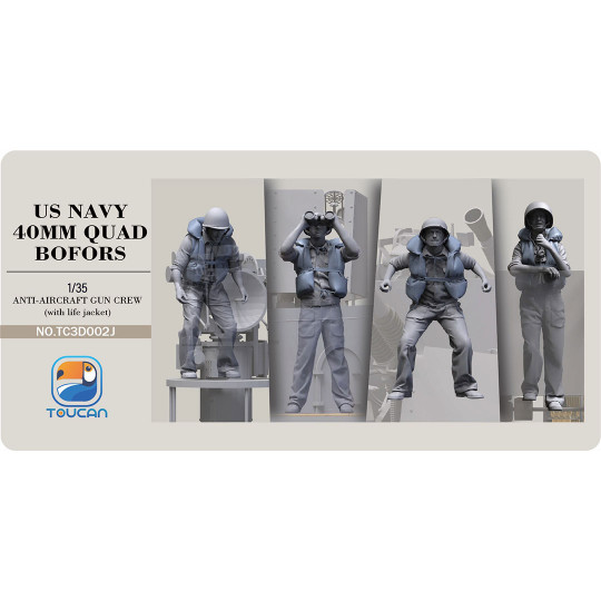 US NAVY 40MM QUAD BOFORS Flugabwehrkanonenbesatzung mit Rettungswesten Set 2J 1:35 US NAVY 40MM QUAD BOFORS...