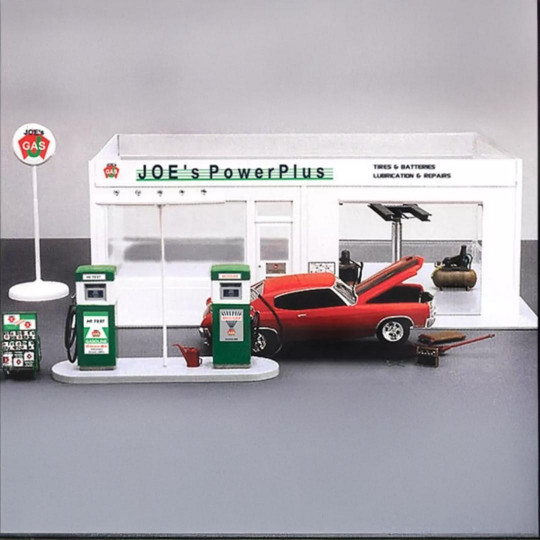 Modell Diorama Tankstelle JOE's Power Plus 1:24 Modell Diorama Tankstelle...