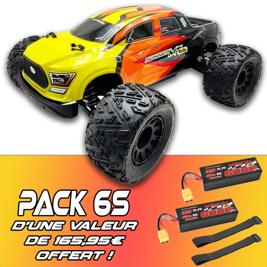 Gunner Monster 6s 1/8 + Pack 6S Radio -kontrolliertes Elektroauto Gunner Monster 6s 1/8 +...