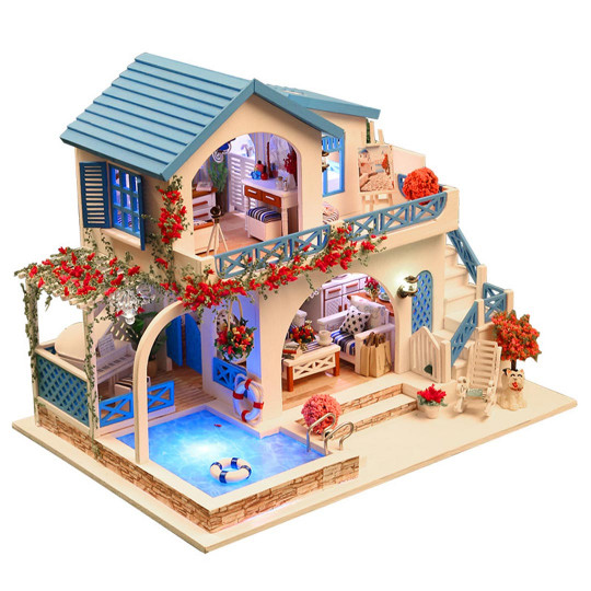 3D-Puzzle miniaturhaus Blue and White Town 3D-Puzzle miniaturhaus Blue...